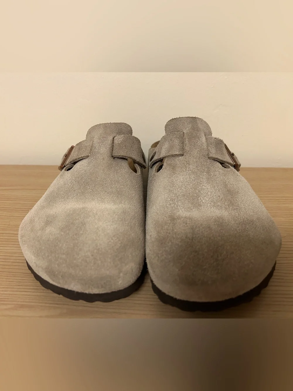 Birkenstock Boston Taupe Suede Leather Clogs Soft Footbed Size 42 Regular Width